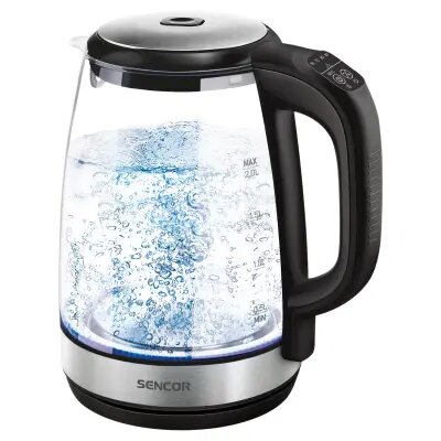 Kettle/ Sencor SWK 2090BK Electric Kettle, Volume 2.0L, 50-100 °C, Power Input: 2200 W, Central 360°,Glass, Black Line