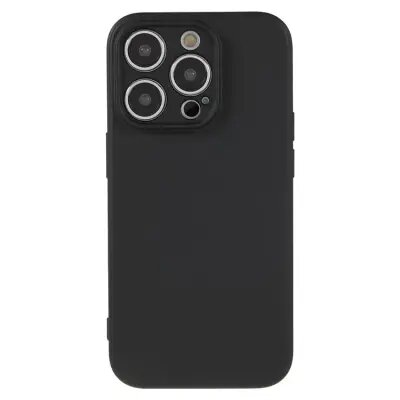 Mobile Phone Case/ For iPhone 15 Pro Rubberized Candy Color Shell  Soft TPU + Fiber Lining Phone Case Phone Cover - Black