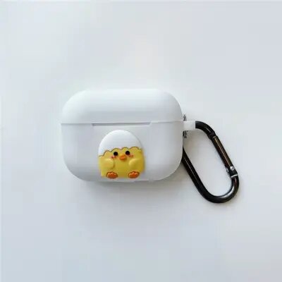 Mobile Accessory Other/ for Apple AirPods Pro Soft TPU Bluetooth Earphone Protective Case with 3D Doll Decor - White / Chick