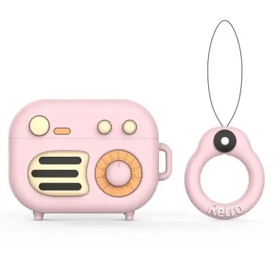 Mobile Accessory Other/ For Apple AirPods Pro Phonograph Shape Silicone Protective Case with Strap - Pink