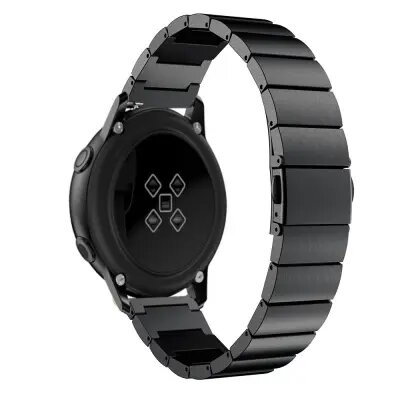 Smart Watch Band/ Stainless Steel Watch Band 20mm for Samsung Galaxy Watch Active, Smart Watch Replacement Strap - Black