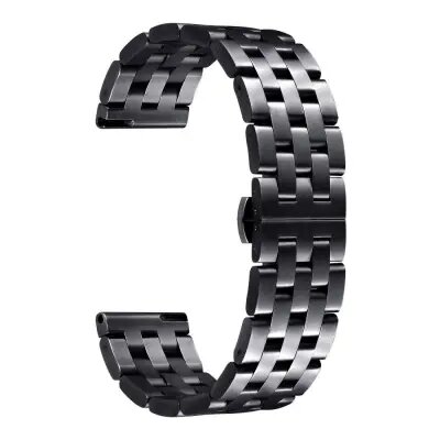 Smart Watch Band/ 20mm Stainless Steel Watch Band Wrist Strap Replacement for Samsung Galaxy Watch 42mm - Black