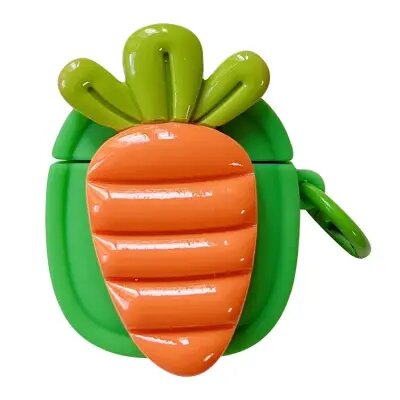 Mobile Accessory Other/ For Apple AirPods 2nd gen.Creative Fruit Earphone Case Silicone Cover with Buckle - Carrot