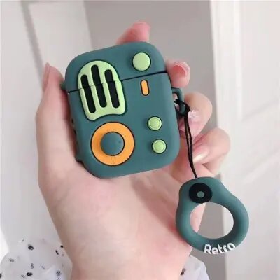 Mobile Accessory Other/ For Apple AirPods 2nd gen. Silicone Case Retro Radio Wireless Earphones Protector - Blackish Green