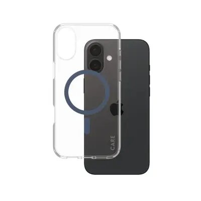 Mobile Phone Case/ CARE by PanzerGlass iPhone 16 Plus Flagship Case Transparent Urban Combat w. Blue MagSafe