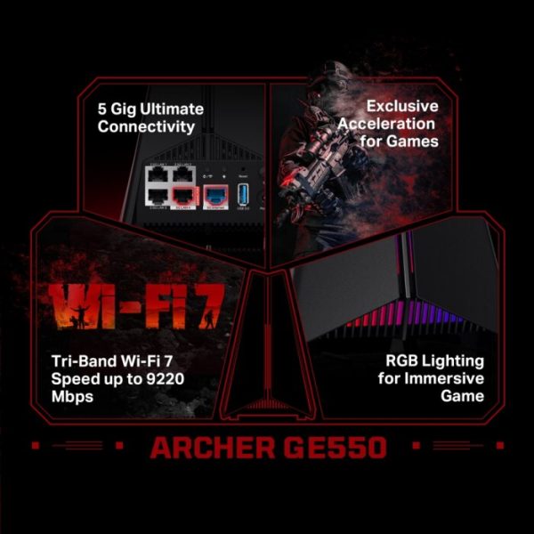 Network Active/ Router/ TP-Link/ TP-link Archer GE550 BE9300 Tri-Band Wi-Fi 7 Gaming Router