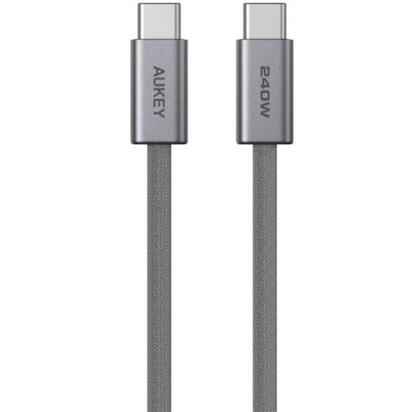 Android/ AUKEY CB-DCC241 C to C 240W/480Mbps 1.0M Braided Cable USB2.0 Gunmetal