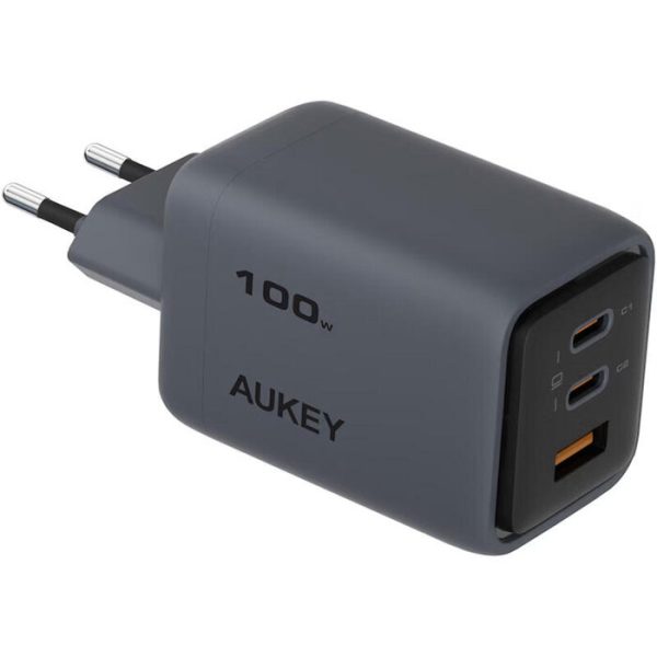 Wall Charger/ AUKEY PA-C5 charger total power 100W three-port 2C1A global fast charging dark gray,