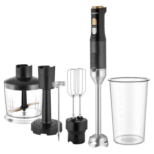 Hand Blender/ Sencor SHB 6442BK 6 in 1 Hand Blender, TITANIUM QuadBlade Technology, Power Input 1 200 W, 800 ml Beaker,